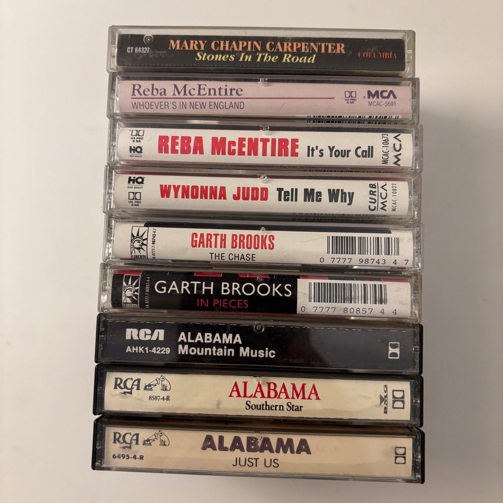 Lot of 9 VTG 80s 90s Country Music Cassette Tapes G Brooks Alabama Reba Judds